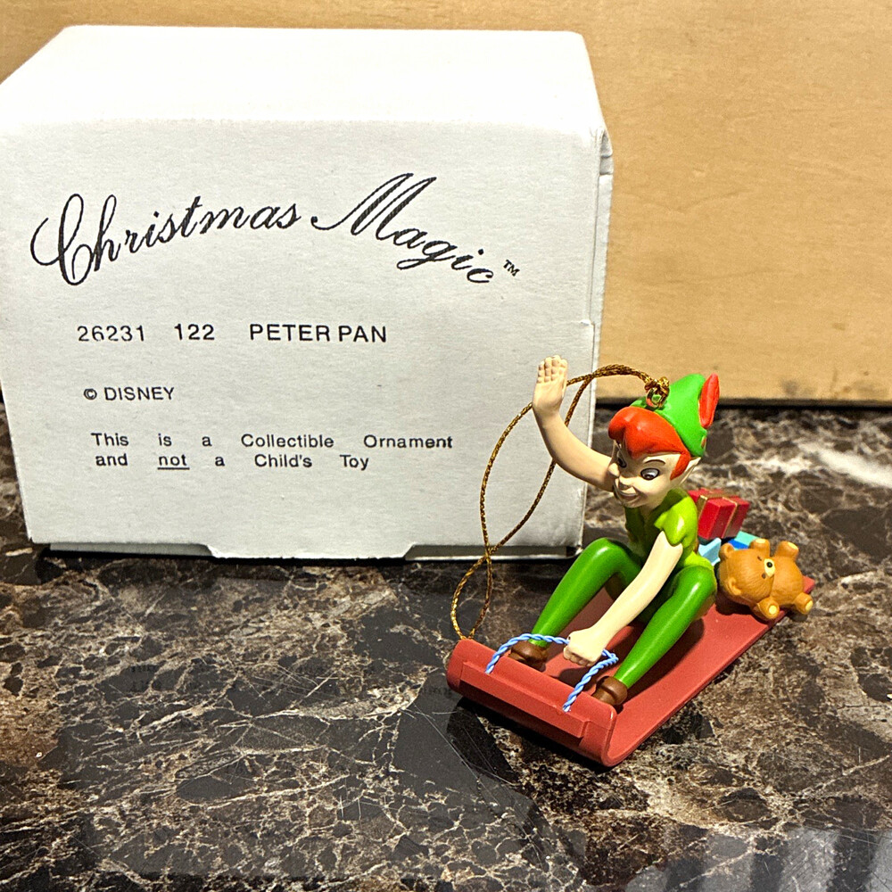 Disney Christmas Magic Peter Pan Plastic Collectible Ornament with Box